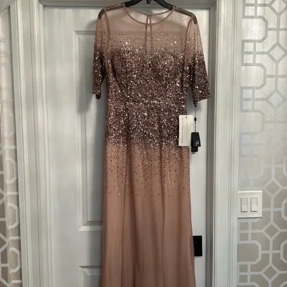 Adrianna Papell | Dresses | Adrianna Papell Rose Gold Sequin Gown Size 6  Nwt | Poshmark